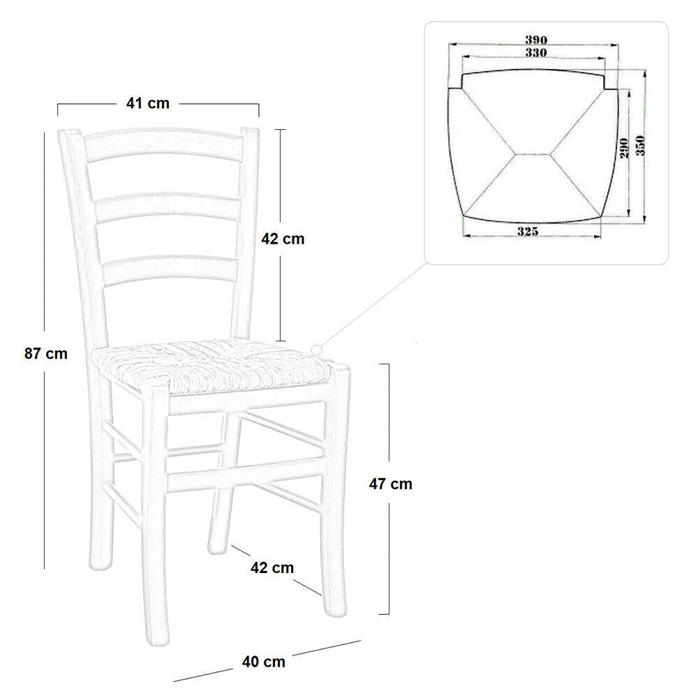 Set di 6 sedie Venezia in legno verde, bianco, rosso, grigio, giallo, turchese