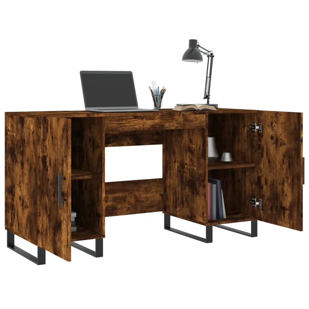 Scrivania da ufficio postazione di lavoro mobile per computer studio rovere affumicato 140 x 50 x 75 cm legno ingegnerizzato marrone 02_0023584