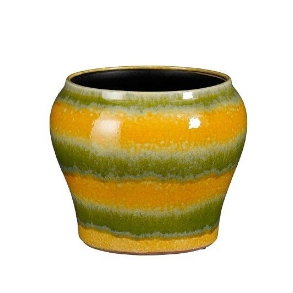 Vaso tondo Troy giallo  21x25 cm