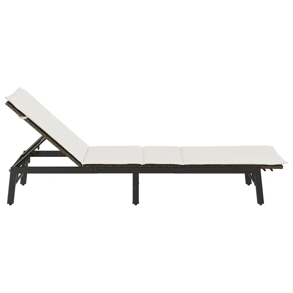 Lettino Prendisole | Sdraio da giardino | Lettino da sole con Cuscino Marrone in Polyrattan