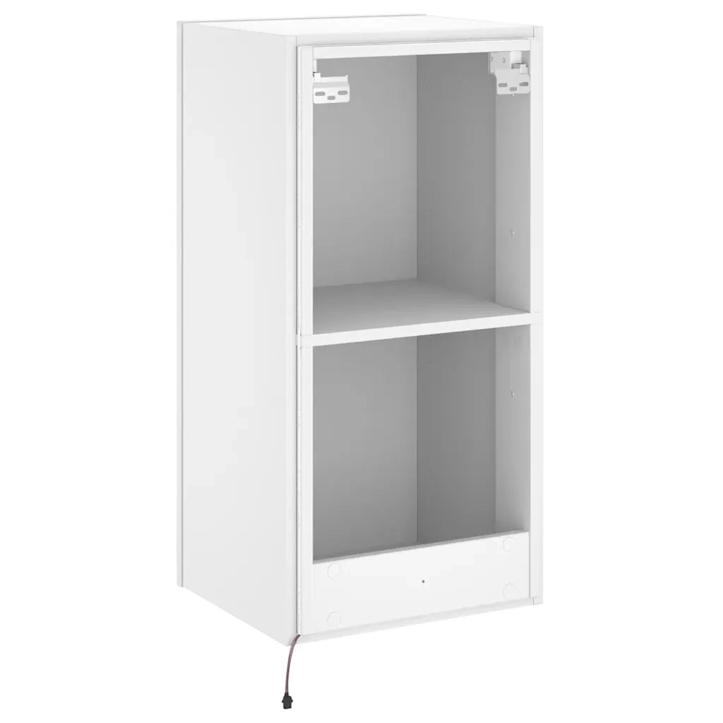 Mobile TV a Parete | Armadietto TV | Mobile Porta TV con Luci LED Bianco 40,5x35x80 cm
