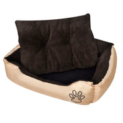 Cuccia calda per cani con cuscino imbottito 75 cm beige e marrone 02_0001552