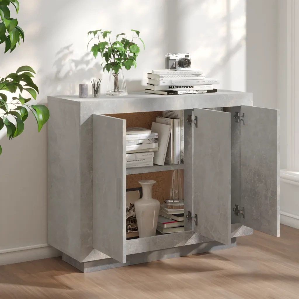 Credenza | Madia | Buffet da pranzo | Armadio da pranzo Grigio Cemento 92x35x75 cm in Legno Multistrato