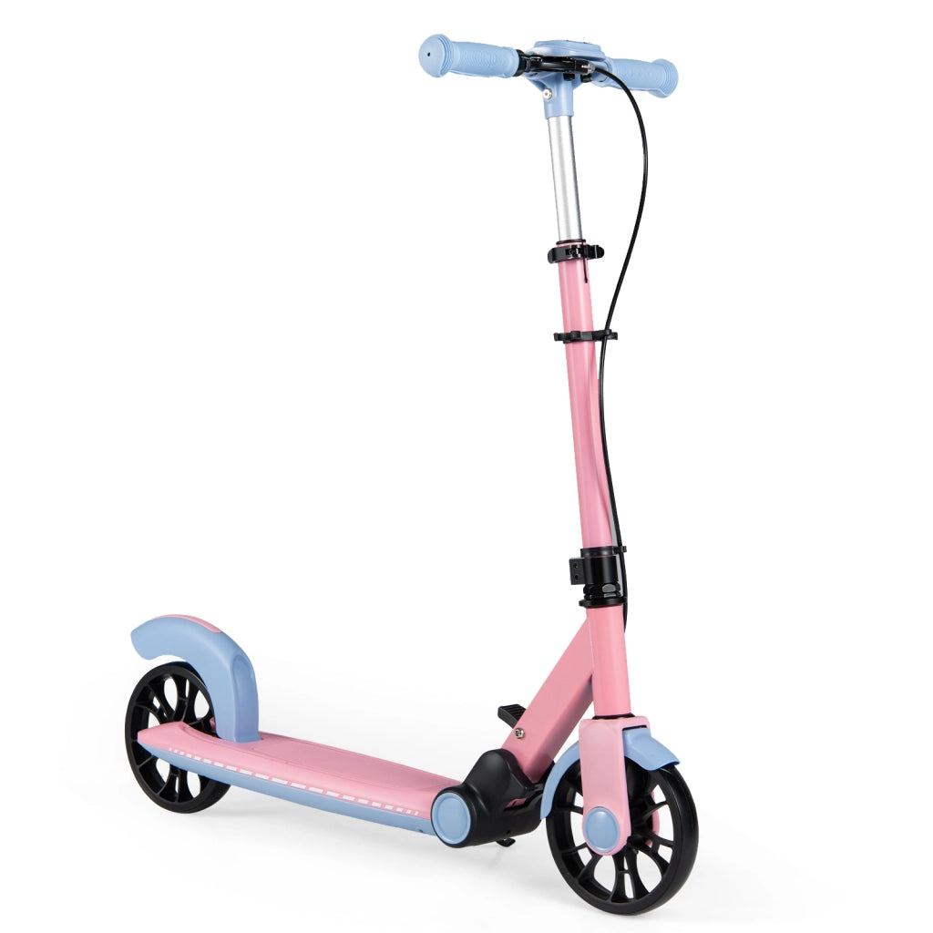 Monopattino pieghevole con ruote luminescenti e manubrio regolabile, Telaio in alluminio leggero per adulti e bambini Rosa