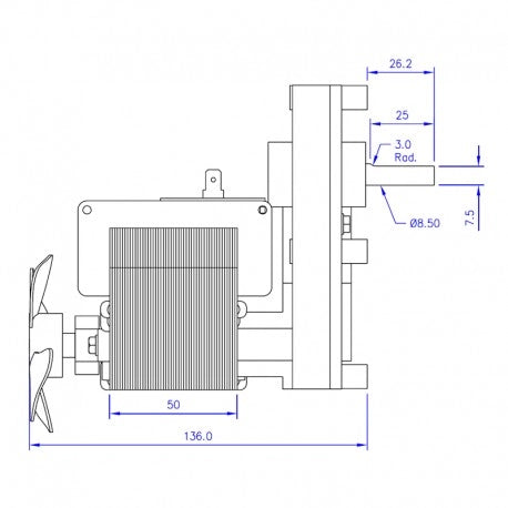 Ricambistufeapellet MOTORIDUTTORE pellet T3 5,3 Pacco 50 mm 8,5 mm Mellor FB 1146  MORETTI DESIGN, UNGARO, LINCAR,THERMOROSSI