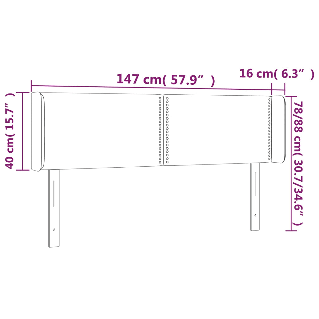 Testiera a LED Marrone Scuro 147x16x78/88 cm in Tessuto 3123097