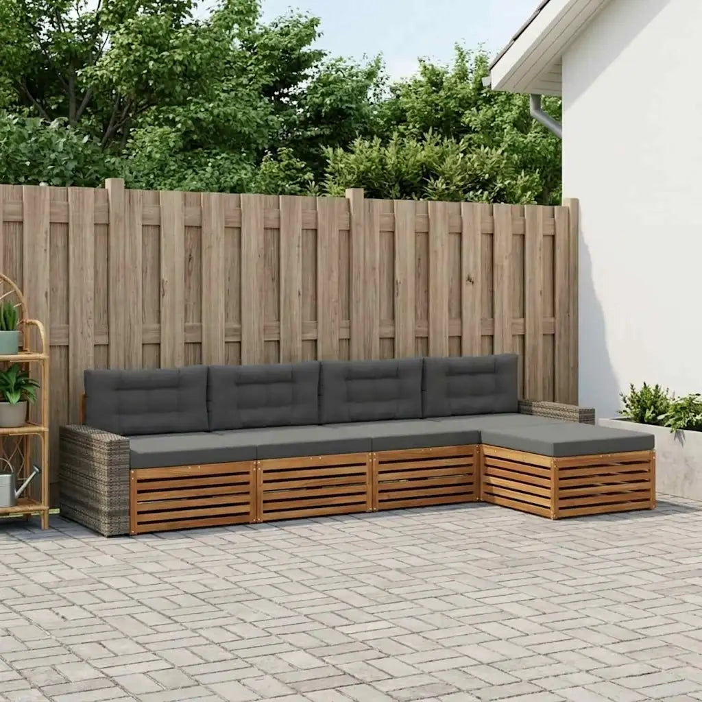 Set di divani da esterno 5 pcs Naturale e Antracite Poliestere 3383250