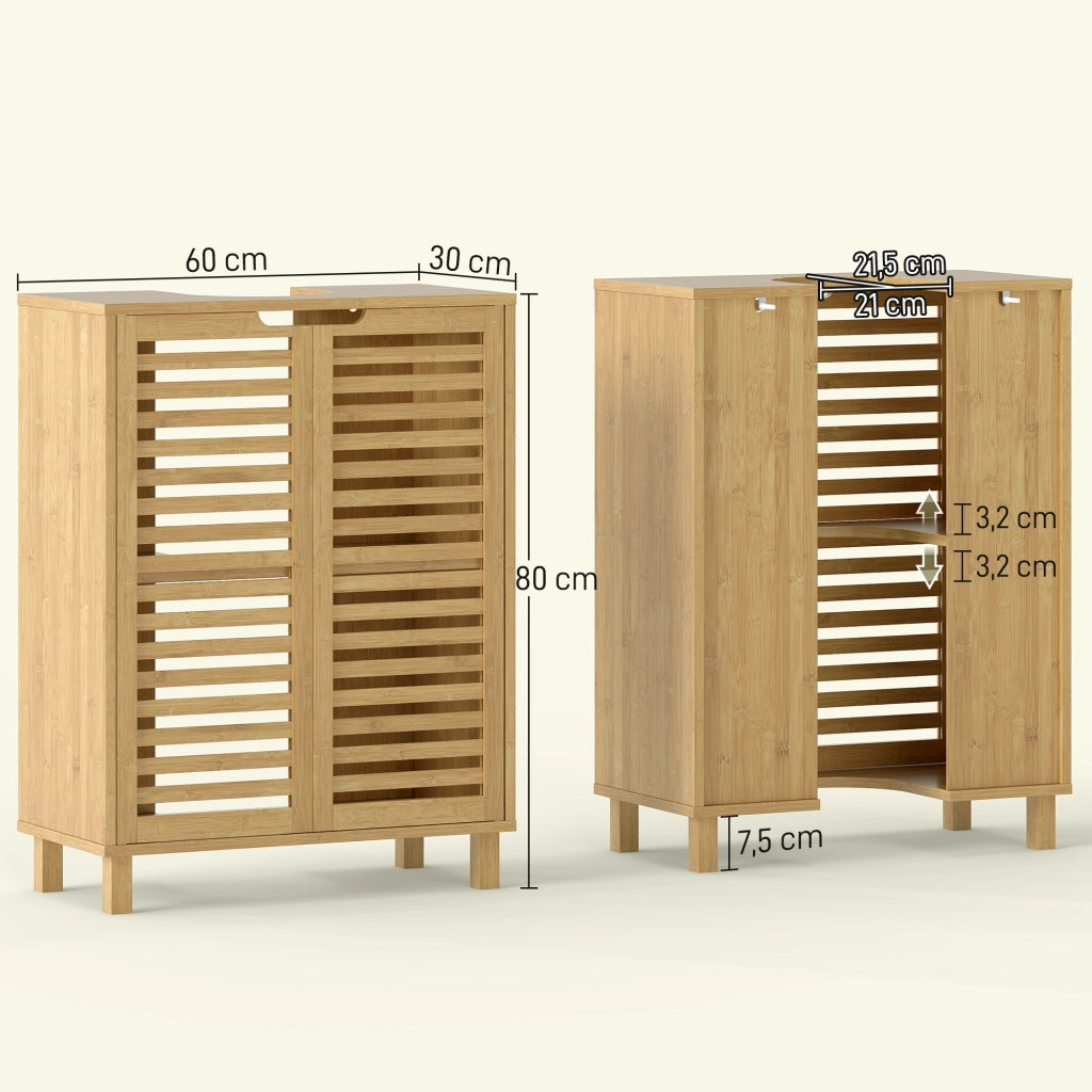 Mobile da Bagno con Ante a Lamelle ¨C Zephmum ¨C Legno di Bamb¨´ Naturale