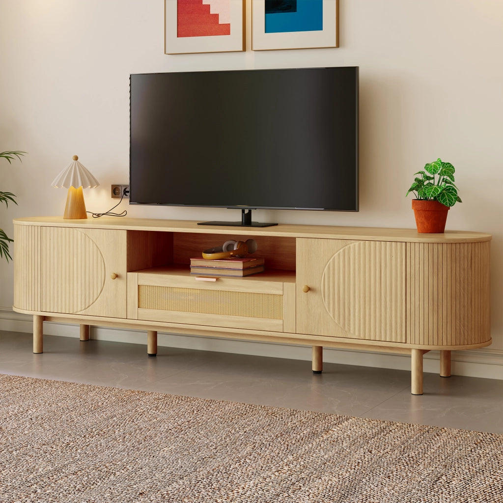 Cassettiera per TV Natural; in MDF; lunghezza 175 cm