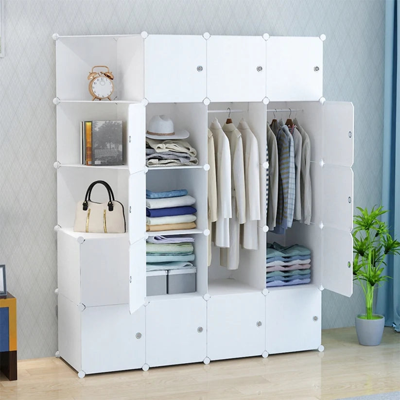 Armadio componibile 183x147x47 cm, perfetto per vestiti e accessori.