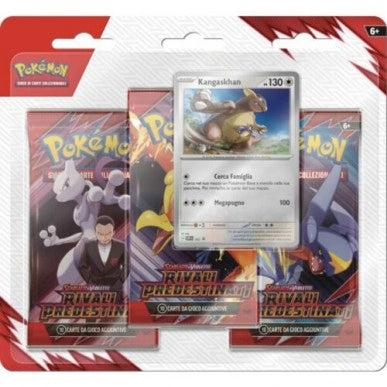 Pokemon Set 3 Pack Bustine Rivali Predestinati Team Rocket PROMO Kangaskhan Pokemon SV10 Rivali Predestinati 3 Pack Blis