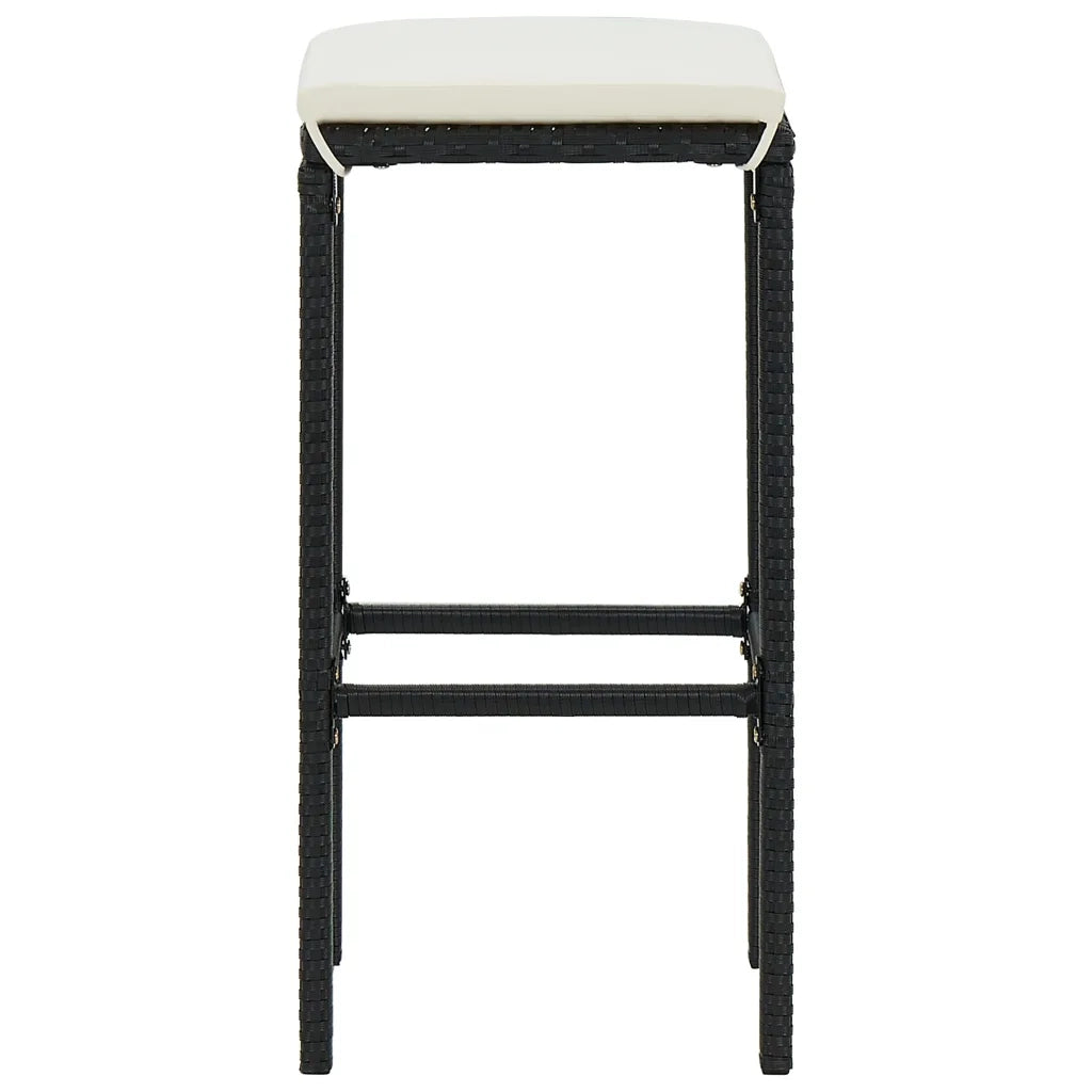 Sgabelli da Bar con Cuscini 3 pz Neri in Polyrattan 313440