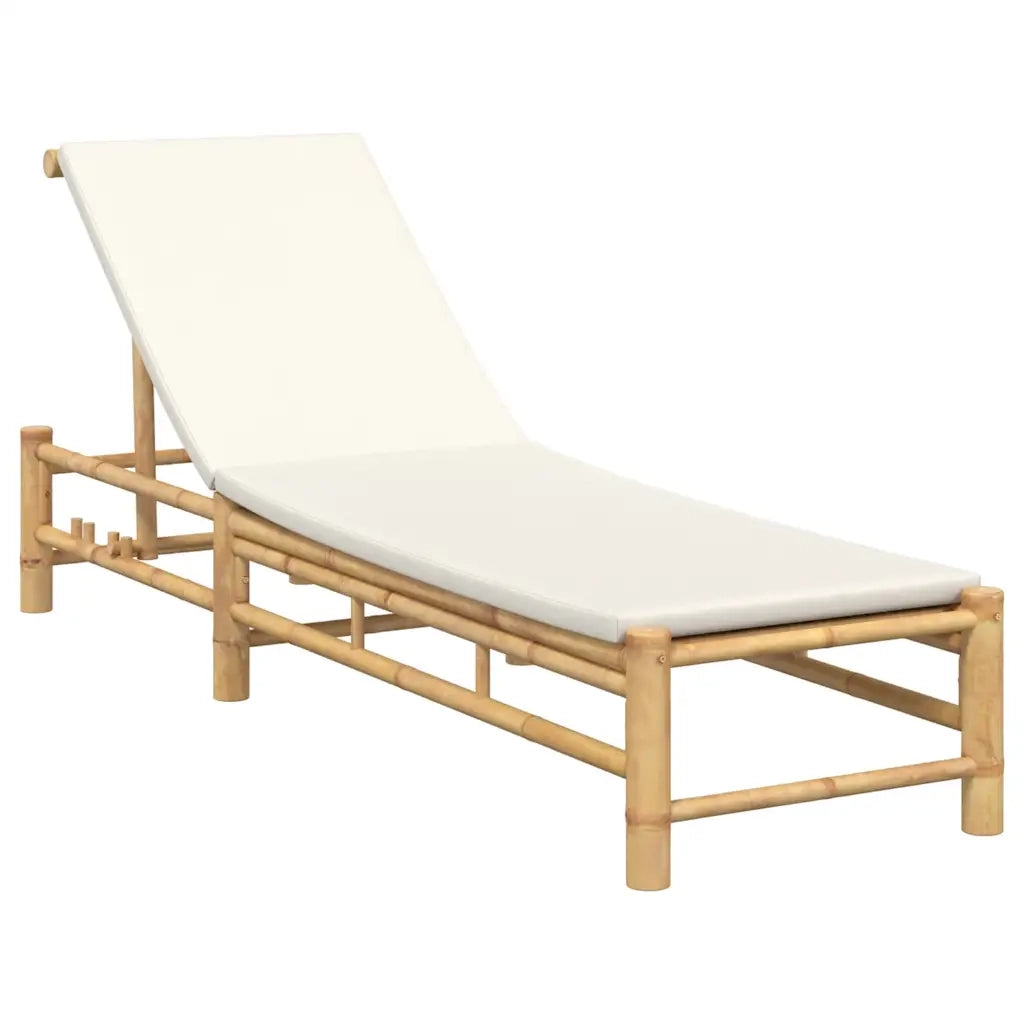 Lettino Prendisole con Cuscini 55x199x30 cm in Bambù 4108226
