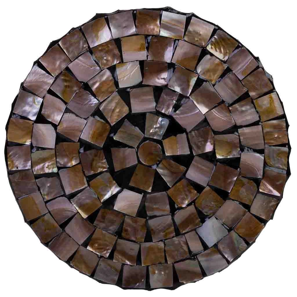 Tavolino in legno e madreperla marrone d36x40h cm