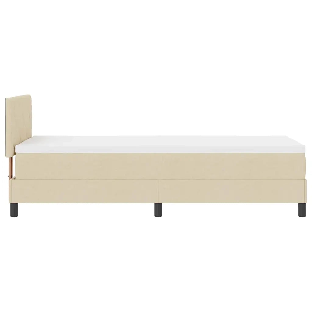 Letto singolo | Letto per adulti | Letto a molle con materasso con led Crema 80 x 200 cm Tessuto