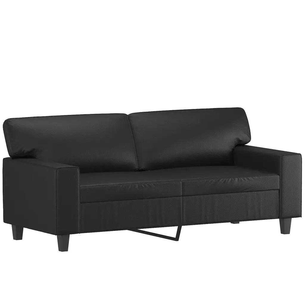 Divano a 2 Posti con Cuscini Nero 140 cm in Similpelle 3200866