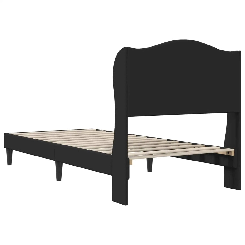 Letto singolo | Letto per adulti | Struttura del letto con testiera Nero 90 x 200 cm Similpelle
