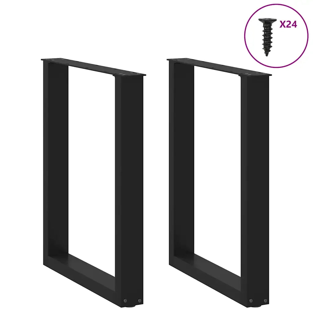 Gambe per tavolo da pranzo a forma di U 2 pz nere 60x(72-73) cm in acciaio 4013180