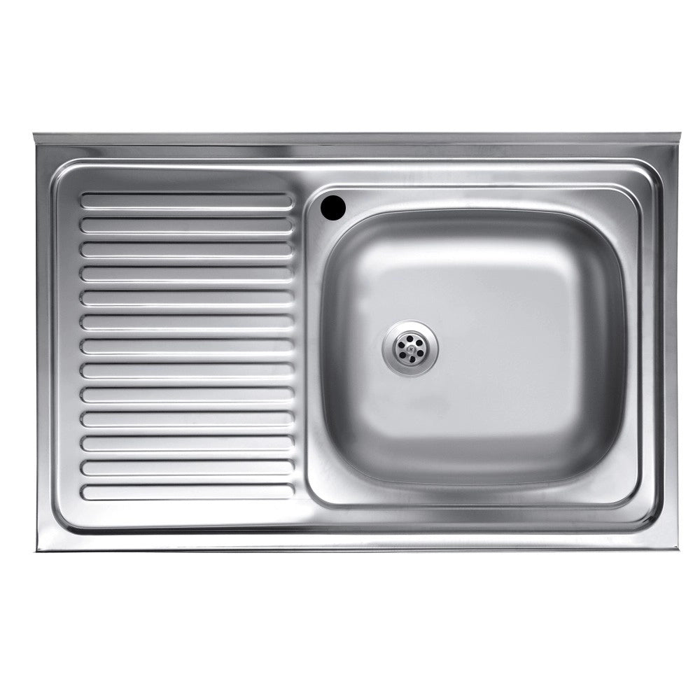 Lavello appoggio acciaio inox 80x50 cm una vasca e gocciolatoio sinistro SA216