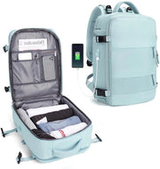 Borsa grande per donne, zaino da viaggio, borsa da spalla per escursioni, zaino impermeabile per attività all'aperto, borsa da ogni giorno, borsa scolastica, adatta per un laptop da 14 pollici con tasca per scarpe e tasca per laptop, bianca