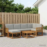 Set di divani da esterno 7 pz Naturale e Grigio Chiaro 3385377