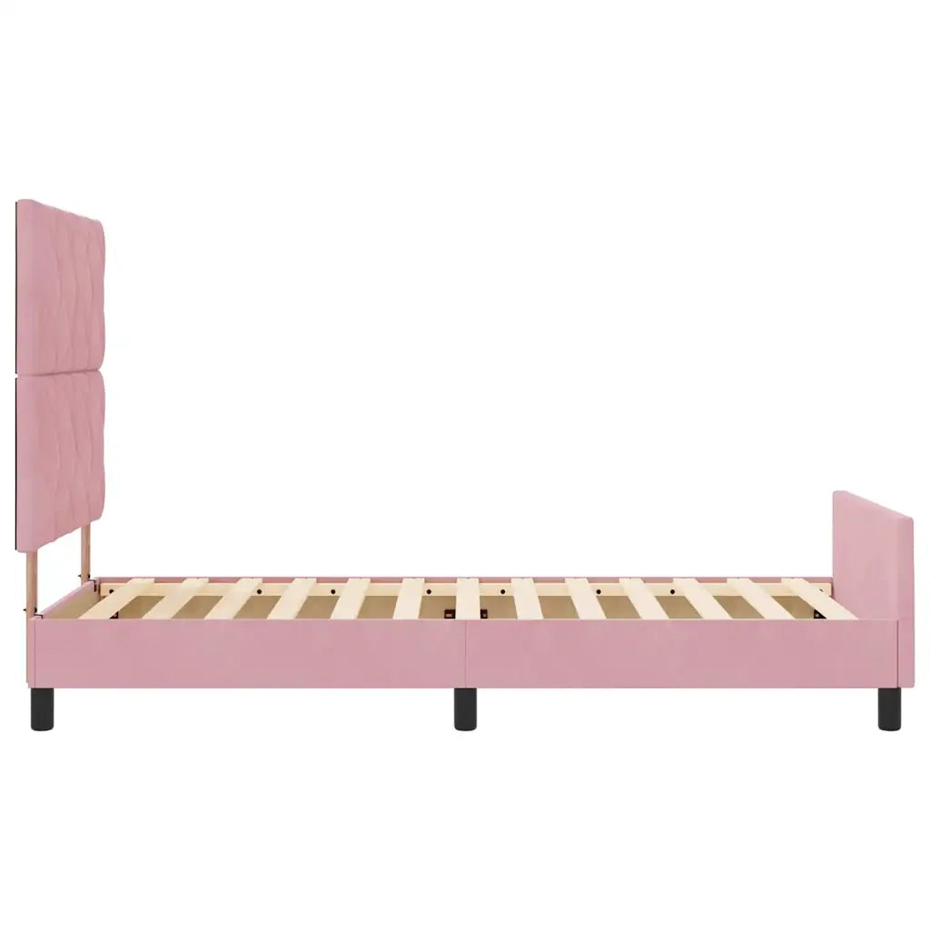 Letto a molle con testiera Rosa 90 x 190 cm Velluto 3344980