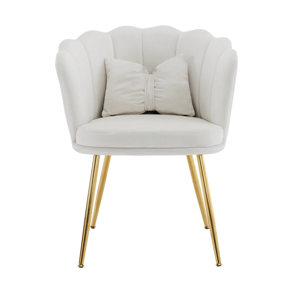 Set di 2 poltroncine moderne in velluto - Zephmum- Schienali a petalo, gambe dorate, cuscini farfalla
