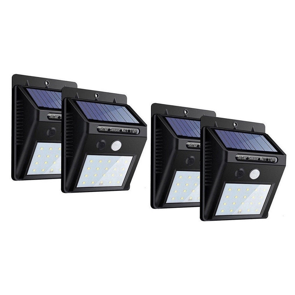 Trade Shop - 4pz Faretto Led Da Esterno Con Pannello Solare Sensore Movimento Crepuscolare -