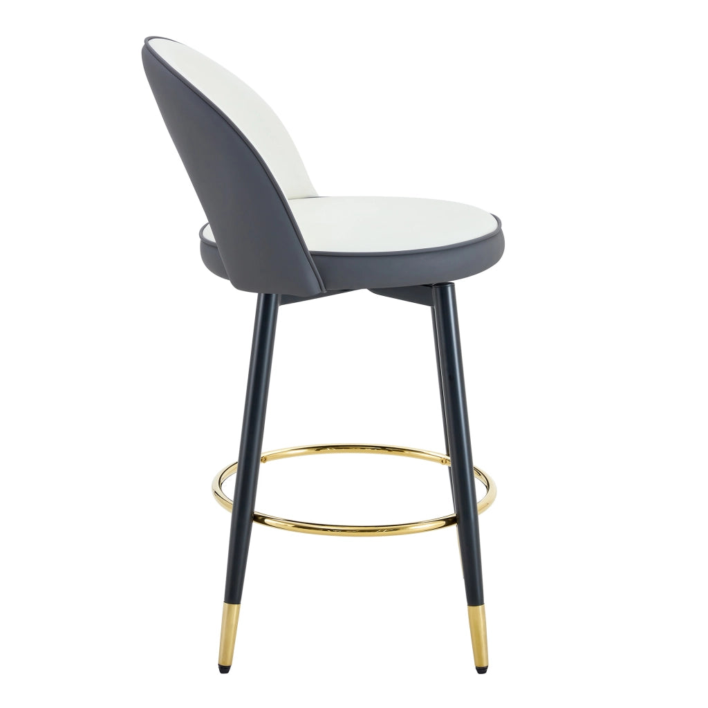 Sgabello da Bar Girevole Imbottito ¨C MINIMAL ¨C Set 2 Pezzi, PU, Grigio Scuro e Bianco
