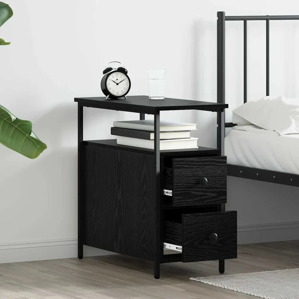Armadio da Notte con cassetto 2 pcs Rovere nero 30 x 60 x 60 cm 871276