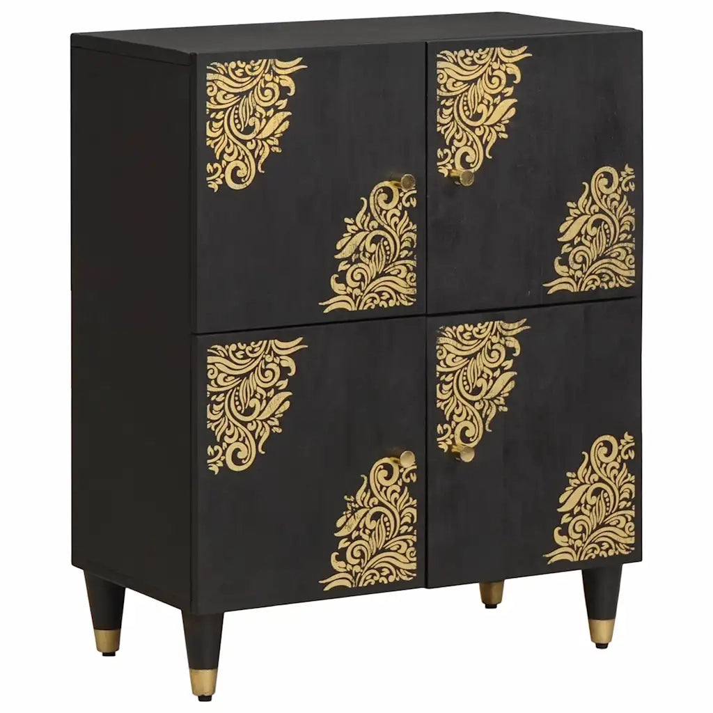 Credenza con porta Nero 60 x 33 x 75 cm Legno di mango massello 4018834