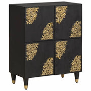 Credenza con porta Nero 60 x 33 x 75 cm Legno di mango massello 4018834