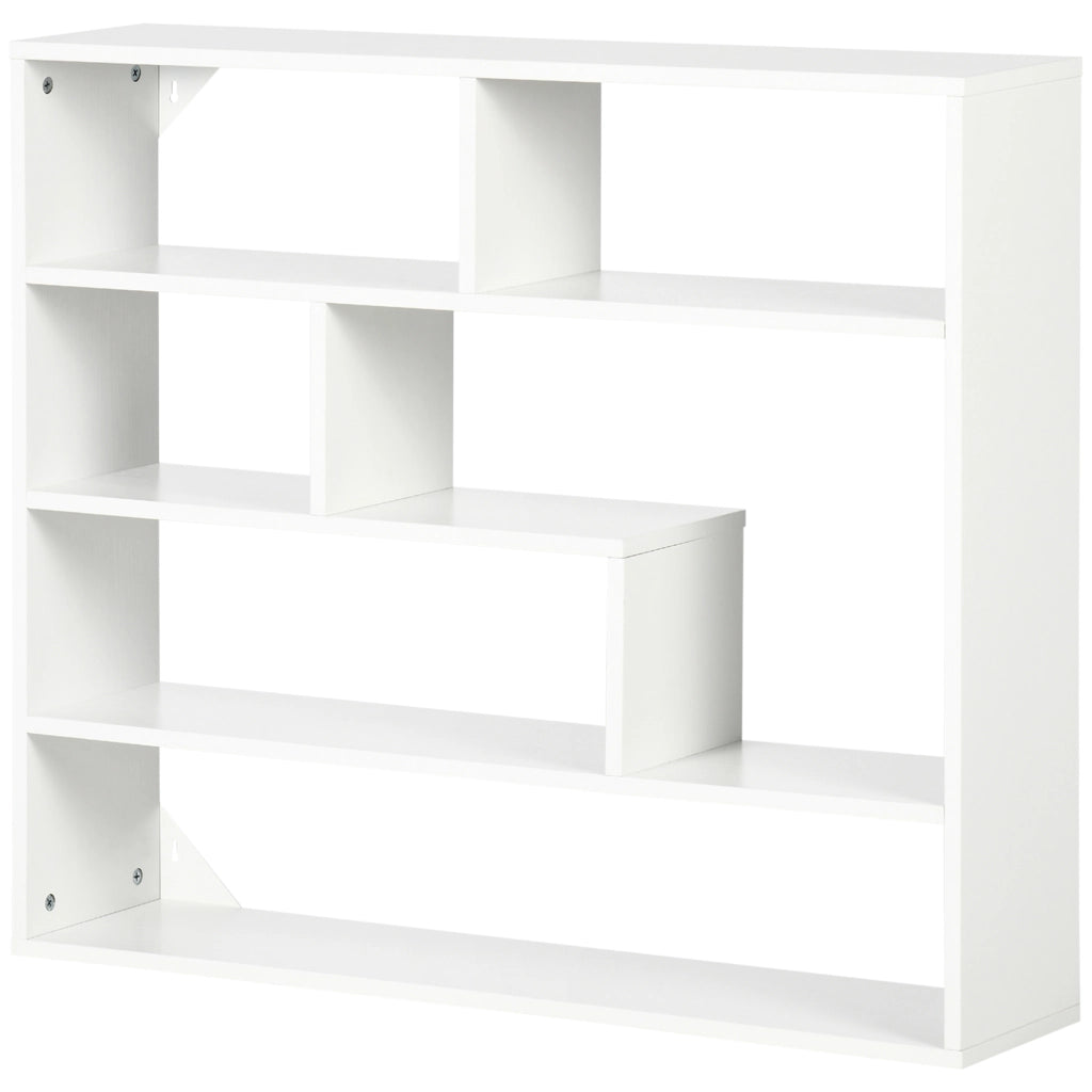 Libreria a Parete Scaffale Sospeso 7 Scomparti Aperti Stile Moderno ¨C Xylo ¨C Bianco 94x19,5x80 cm
