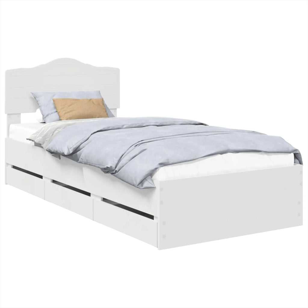 Letto singolo | Letto per adulti | Struttura del letto Bianco 100 x 200 cm Legno Ingegnerizzato