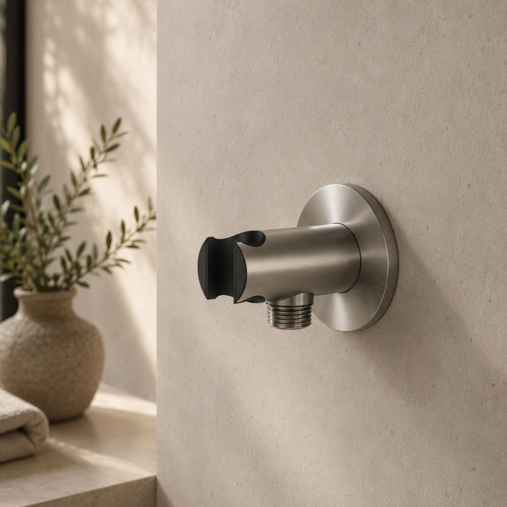 SINEd Supporto muro doccino in acciaio inox 316L colore canna di fucile resistenza alla corrosione attacco mezzo pollice per tubo flessibile design moderno e funzionale - Modello SUPPORTO-MURO-DOCC