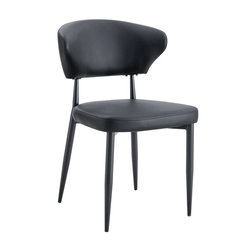 Sedie da pranzo moderne in pelle PU con schienale ergonomico e gambe in metallo nero set di 2 73 × 65,5 × 48 cm