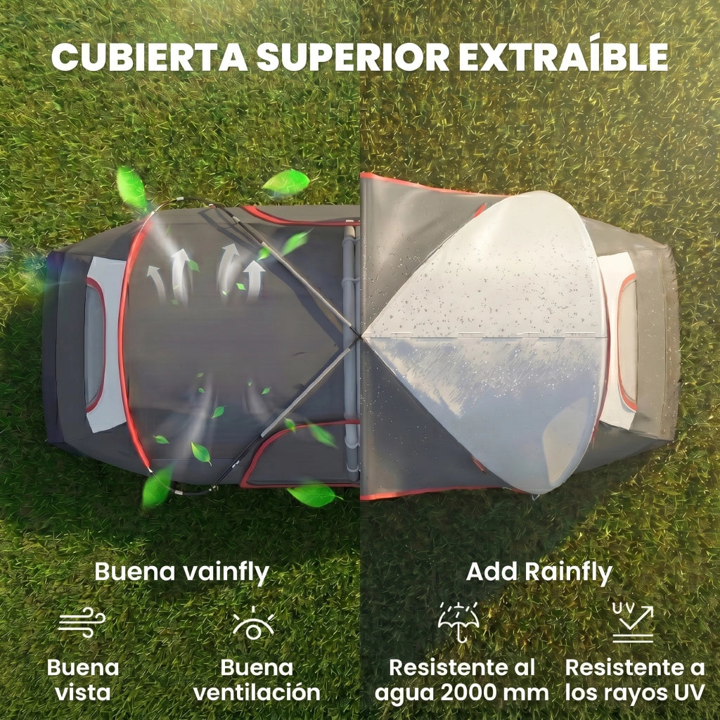 Tenda da Campeggio Pieghevole 2 Stanze ¨C Zephmum ¨C Grigio 450x215x180 cm
