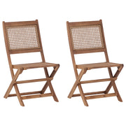 Set di 2 sedie da giardino per esterni in legno d'acacia chiaro pieghevoli stile rustico
