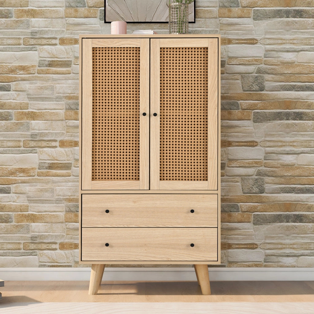 Sideboard moderno 60 cm in rovere con 2 ante e 2 cassetti
