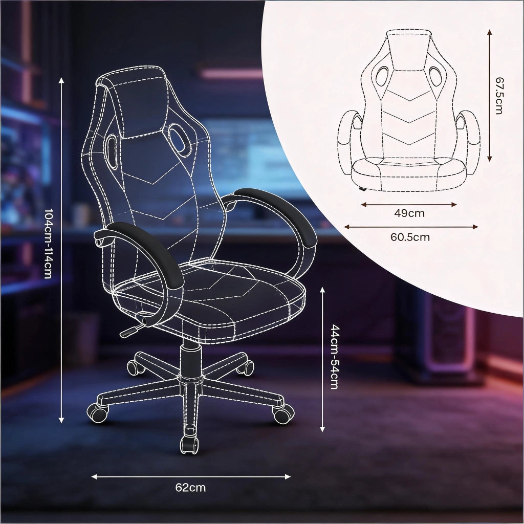 Sedia da ufficio ergonomica girevole con schienale alto, altezza regolabile, rete elastica e base a 5 razze