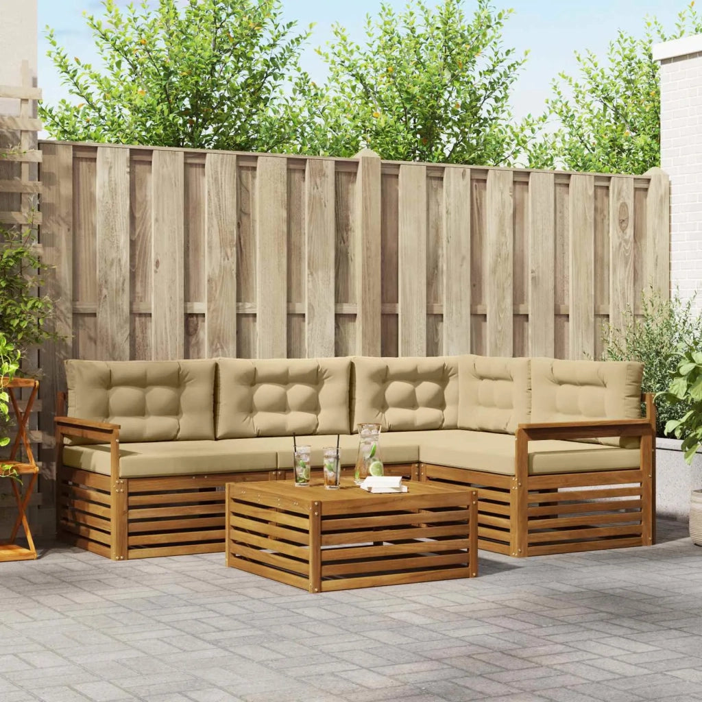 Set di divani da esterno con cuscino 5 pcs Naturale e Beige 3373408