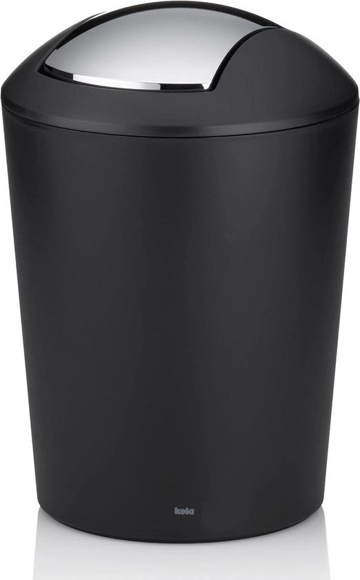 Contenitore di rifiuti con coperchio oscillante - 5 litri - plastica - nero
