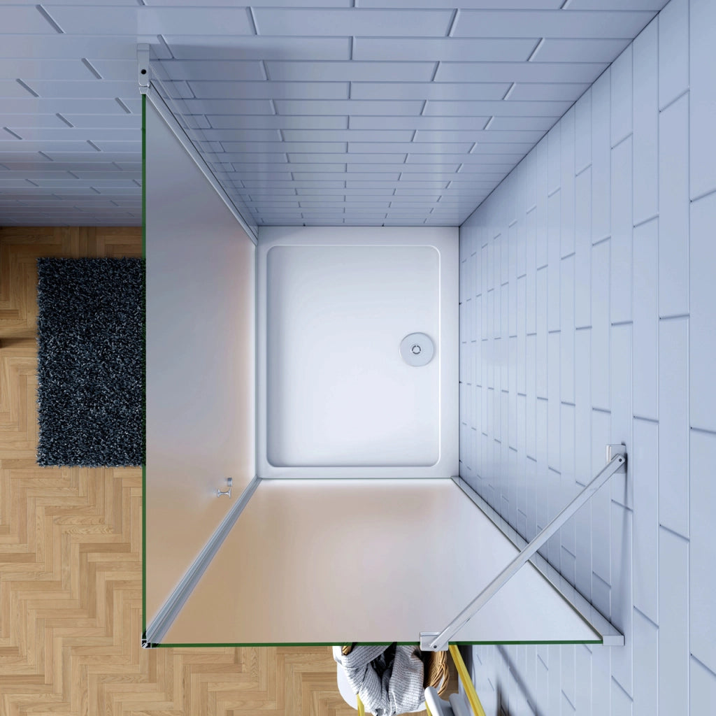 195cm Box Doccia Angolare Porta Battente con Parete Fissa 70x80cm in Vetro Satinato 6mm Anticalcare Irreversibile
