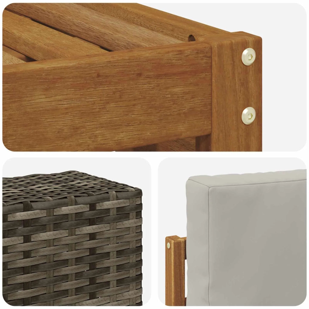 Set di divani da esterno 10 pz Naturale e Grigio Chiaro 3384877
