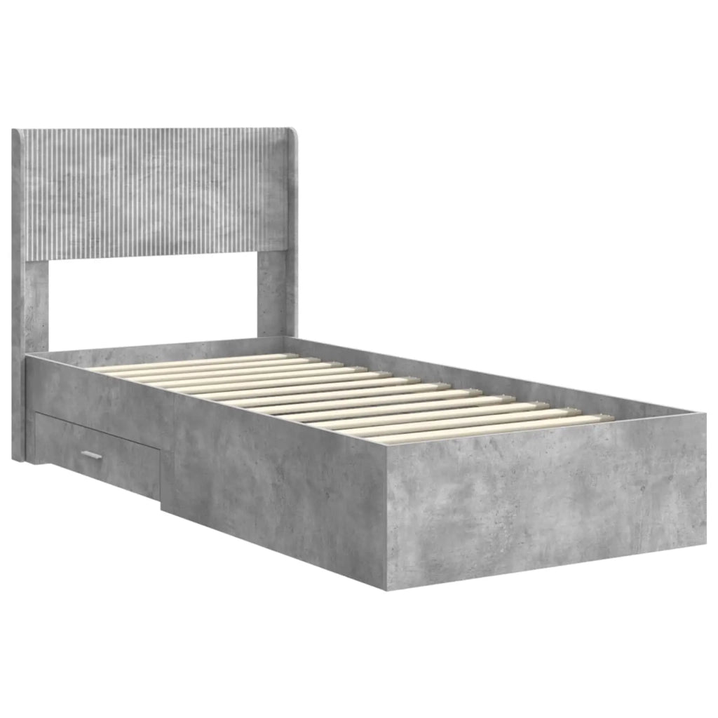 Struttura del letto con stoccaggio e testata Grigio Cemento 3414502