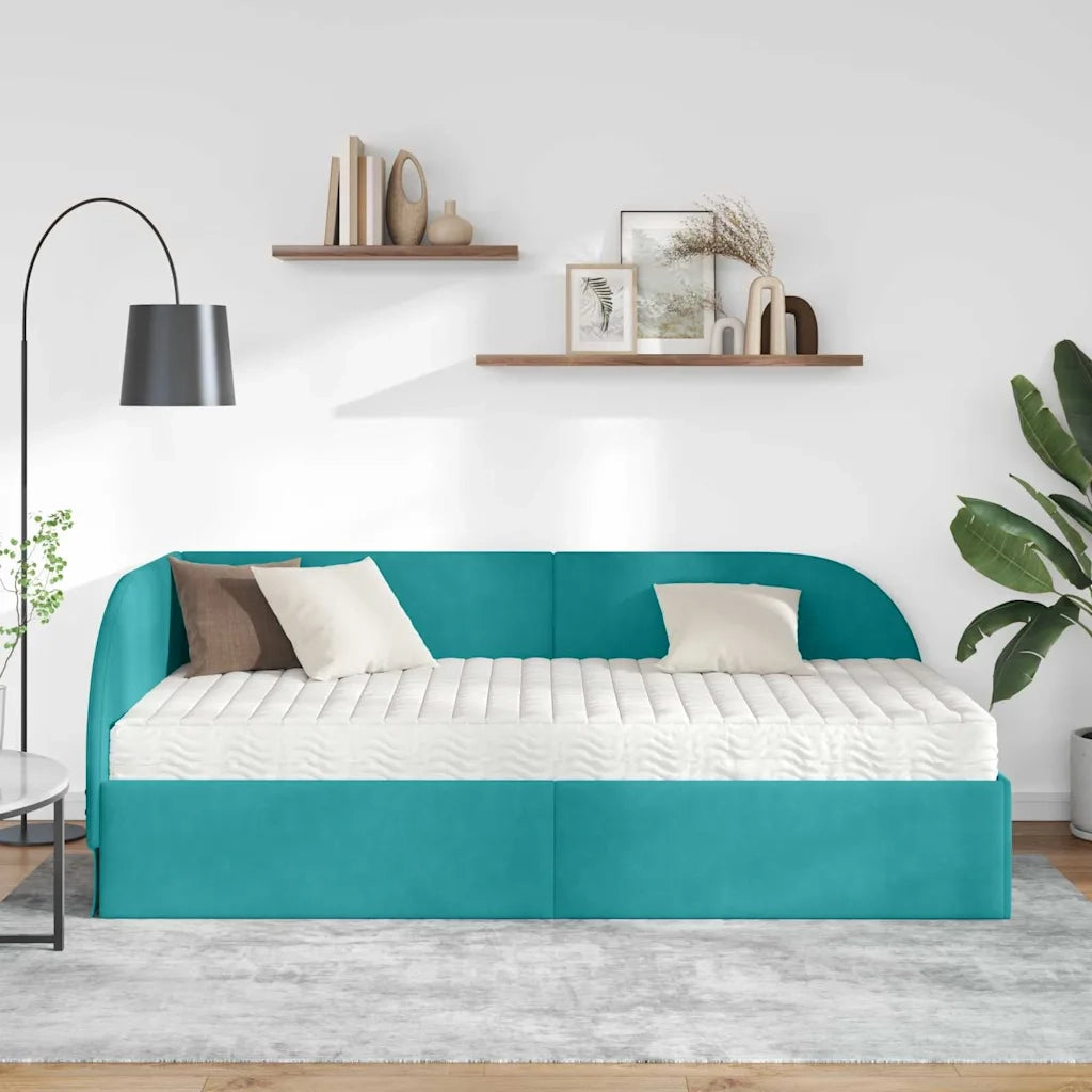 Struttura Letto Angolare con Materasso 2 pcs Turchese Velluto 3394212
