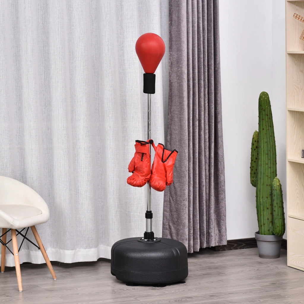 Sacco da boxe regolabile in altezza ¨C Zephmum ¨C Rosso, base riempibile, guanti inclusi