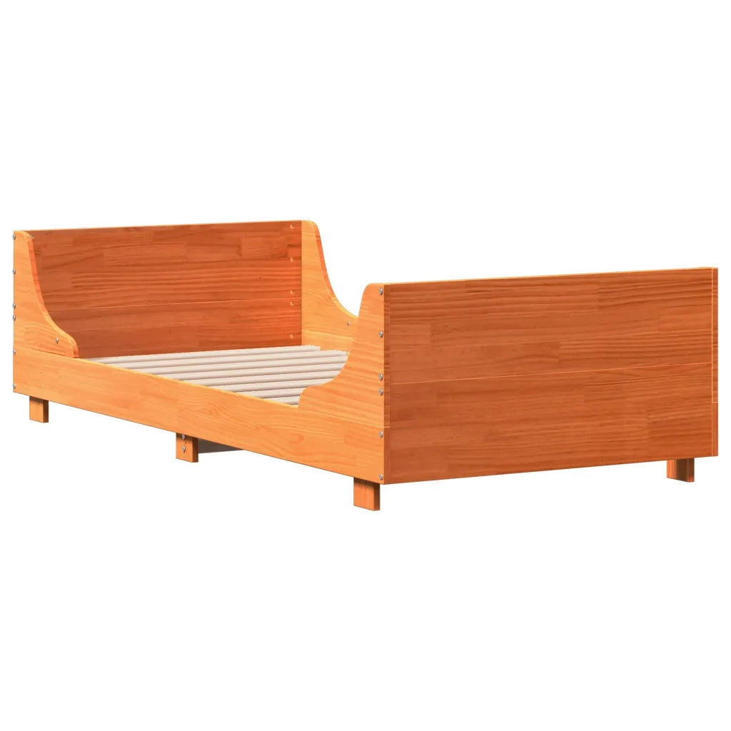 Letto senza Materasso-Struttura Letto Marrone Cera 100x200 cm in Legno di Pino 840598