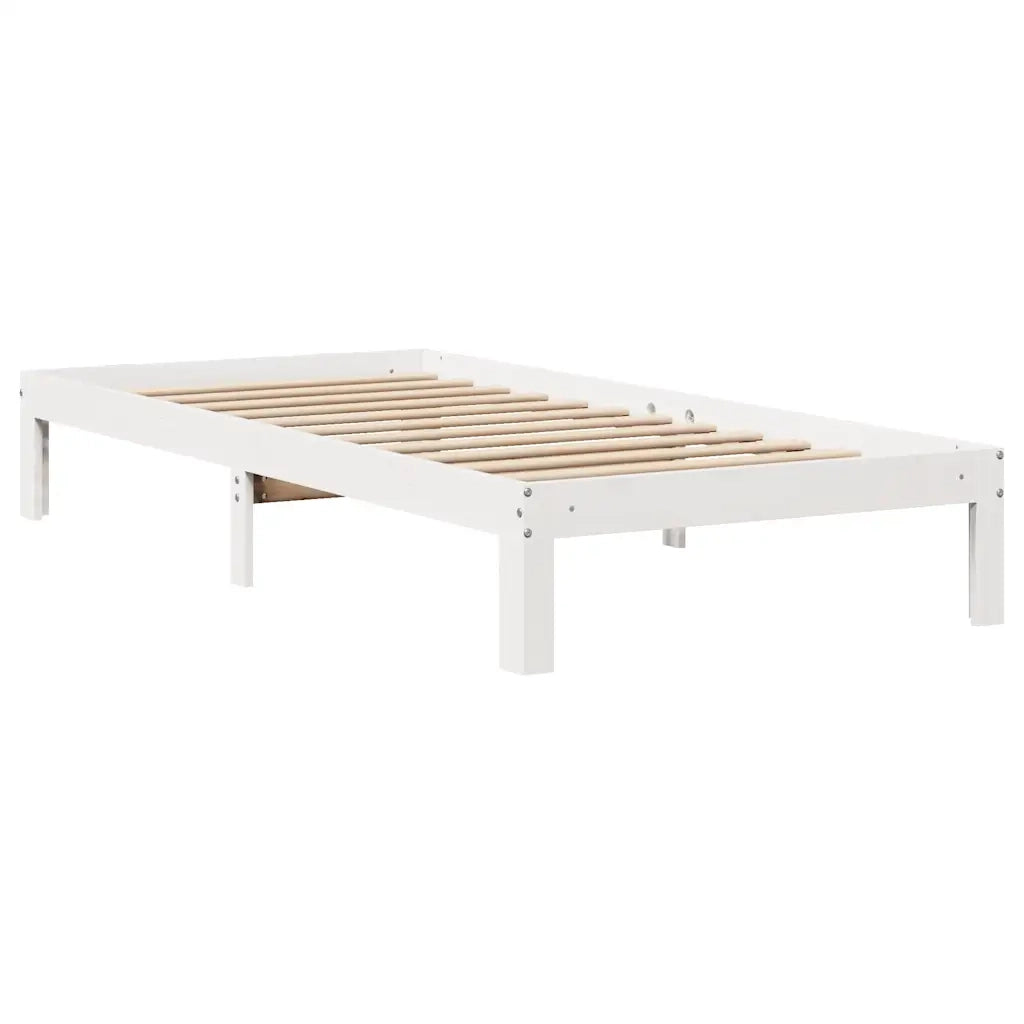 Giroletto con Cassetti Bianco 100x200 cm Legno Massello di Pino 3301945