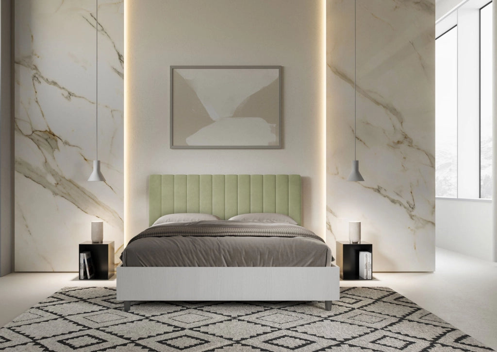 Letto Matrimoniale 160x190 cm con Rete e Contenitore Kaia Tè verde